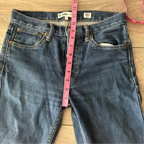 RE/DONE Originals Women's High Rise Ankle Crop Jeans in Rinse Button Fly - Picture 6 of 10